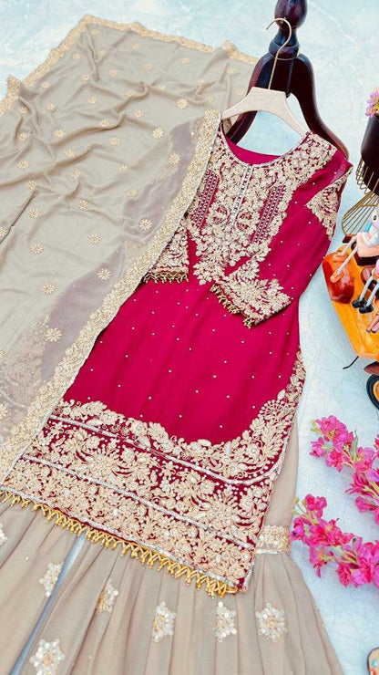 Georgette Embroidery Sharara Salwar Suit