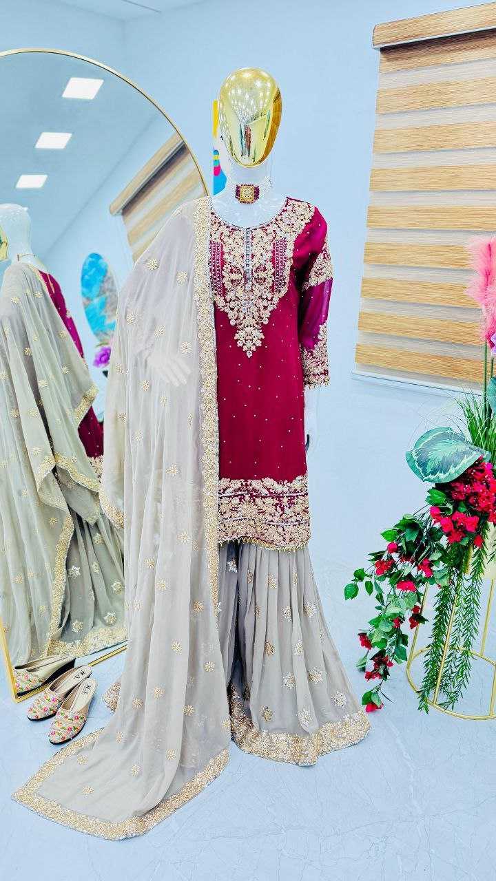 Georgette Embroidery Sharara Salwar Suit
