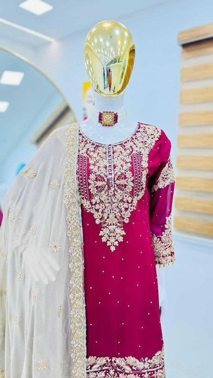 Georgette Embroidery Sharara Salwar Suit
