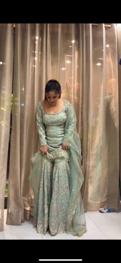 Georgette  Sharara Salwar Suits Embroidery