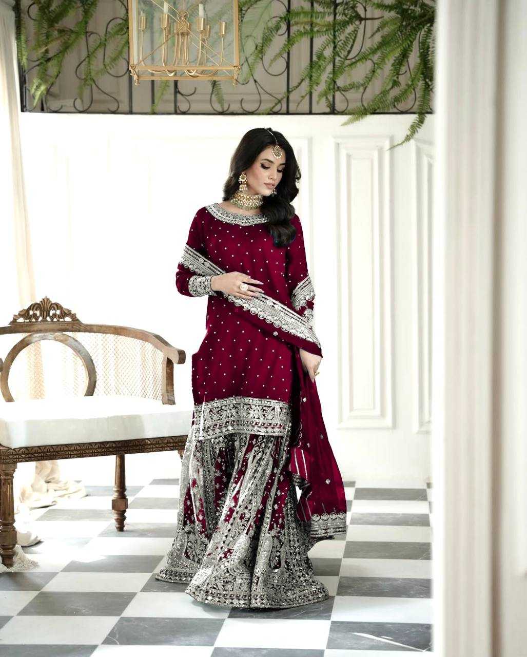 Georgette Embroidery  Sharara Salwar Suits