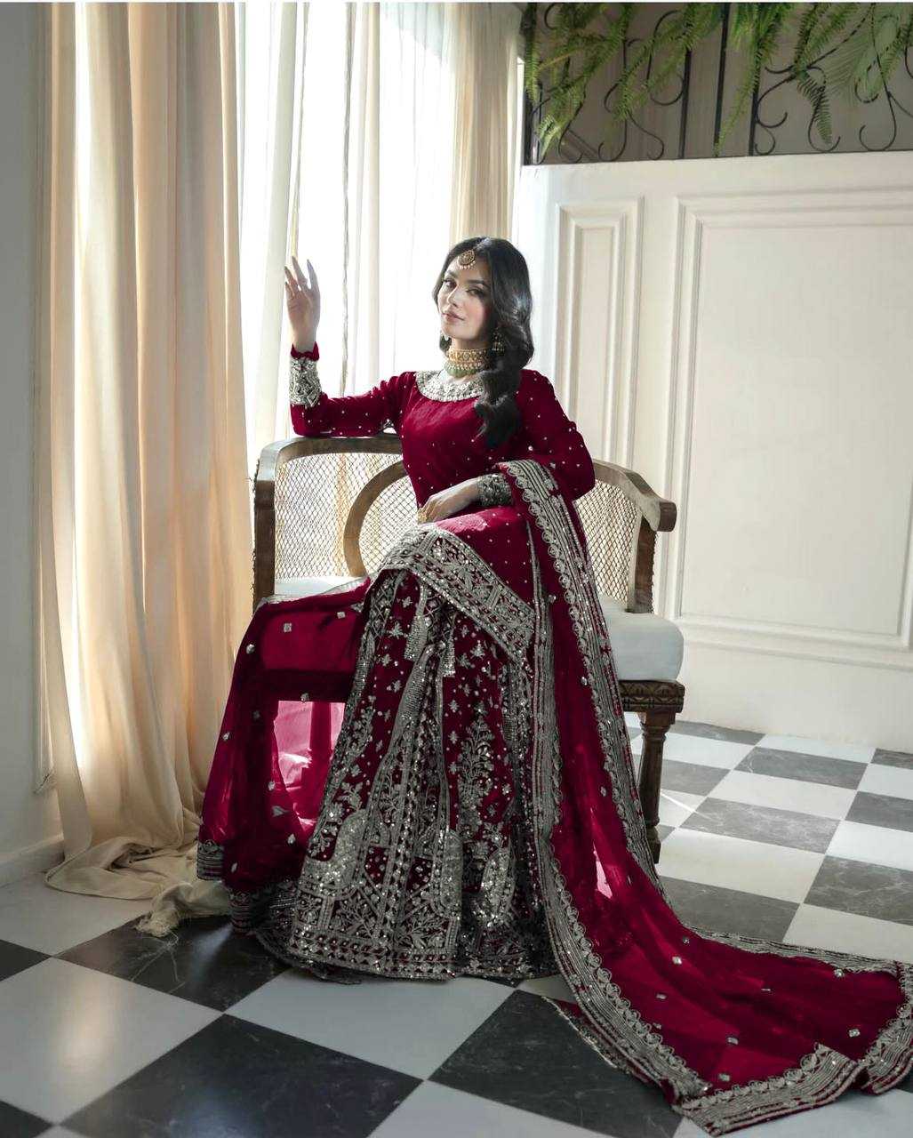 Georgette Embroidery  Sharara Salwar Suits