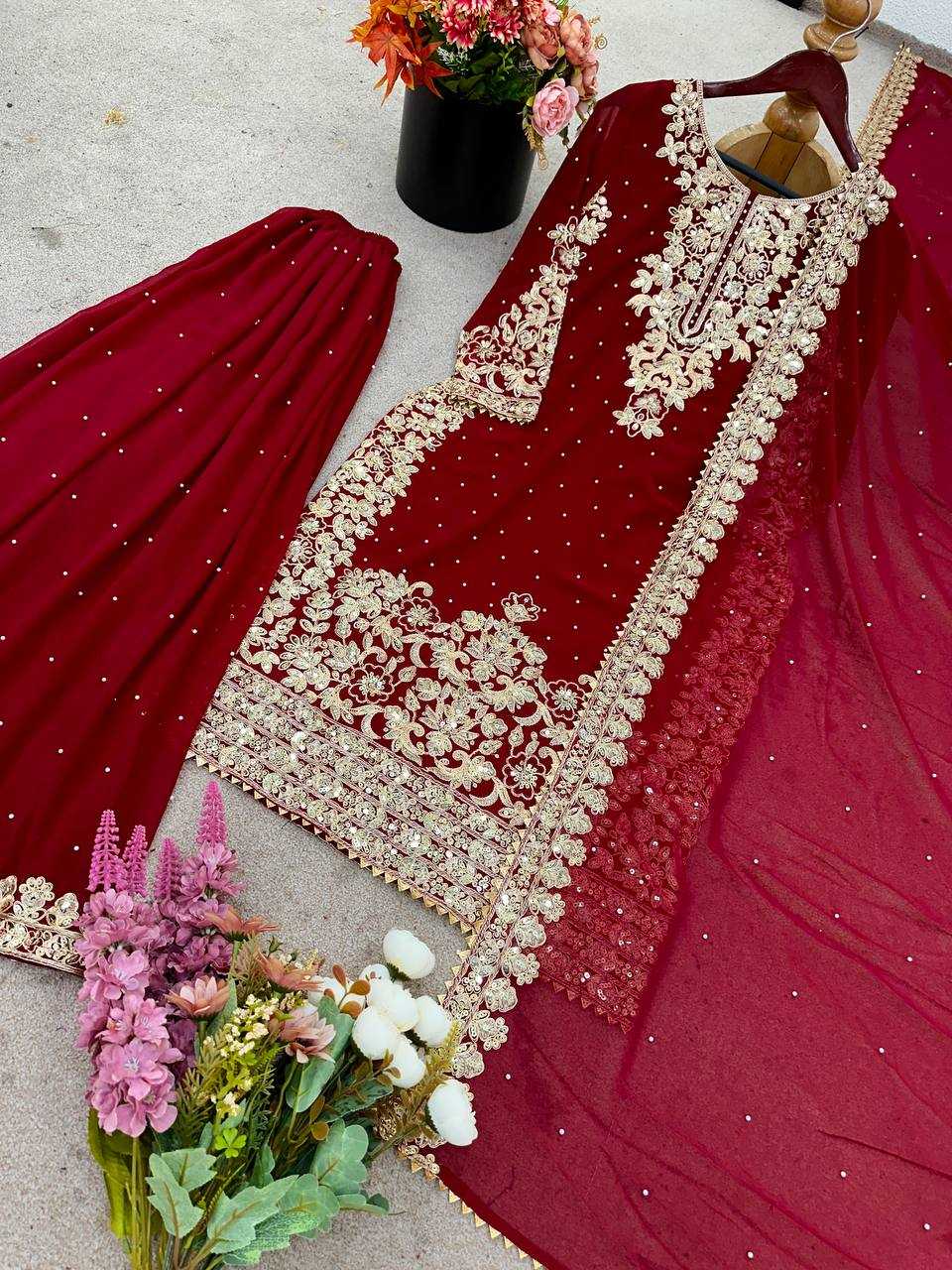 Ynf Georgette Suits & Dresses Wholesale Embroidery Suits Ethnic Dresses Manufacturer