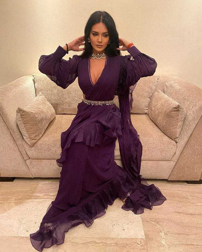 Georgette Ruffle Sarees Bollywood Saree Collections