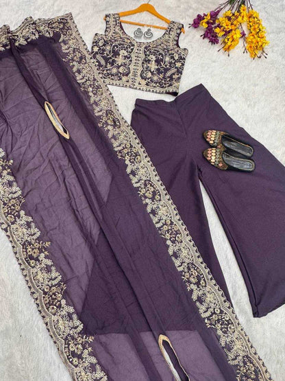 Georgette Embroidery  Sharara Salwar Suit