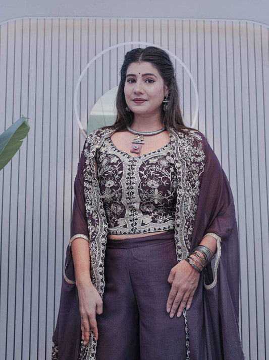 Georgette Embroidery  Sharara Salwar Suit