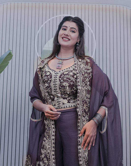 Georgette Embroidery  Sharara Salwar Suit