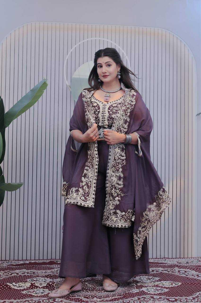 Georgette Embroidery  Sharara Salwar Suit