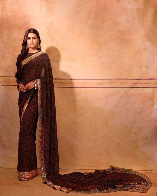 Georgette Embroidered Kriti Sanon Bollywood Saree Collections