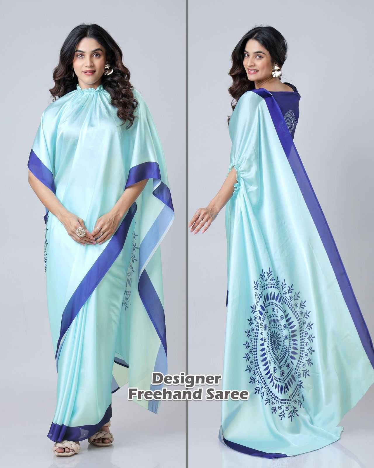 Georgette Satin  freehand  Ready To Wear Saree