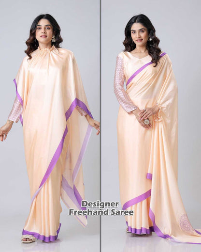 Georgette Satin  freehand  Ready To Wear Saree