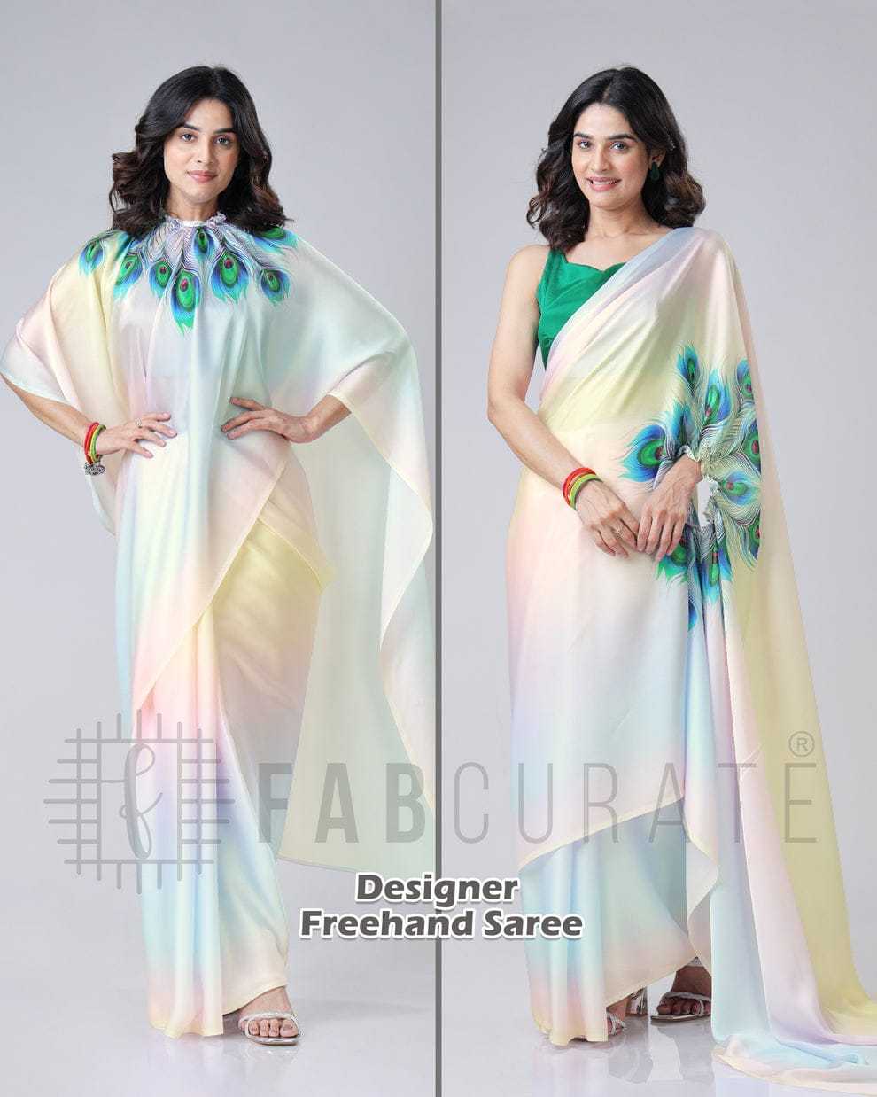 Georgette Satin  freehand  Ready To Wear Saree