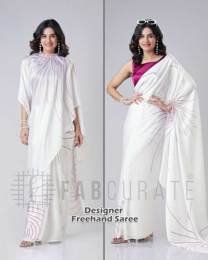 Georgette Satin  freehand  Ready To Wear Saree