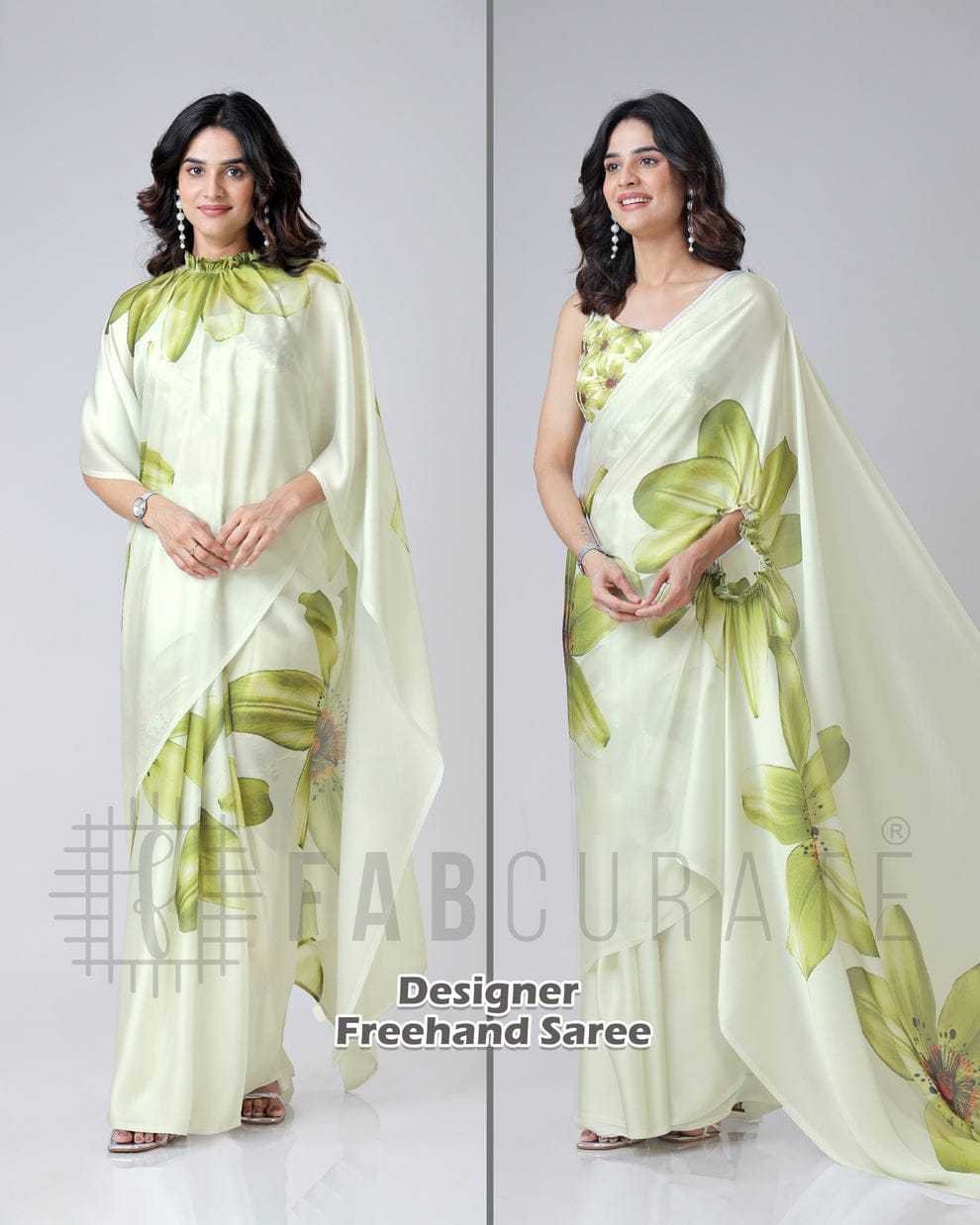 Georgette Satin  freehand  Ready To Wear Saree