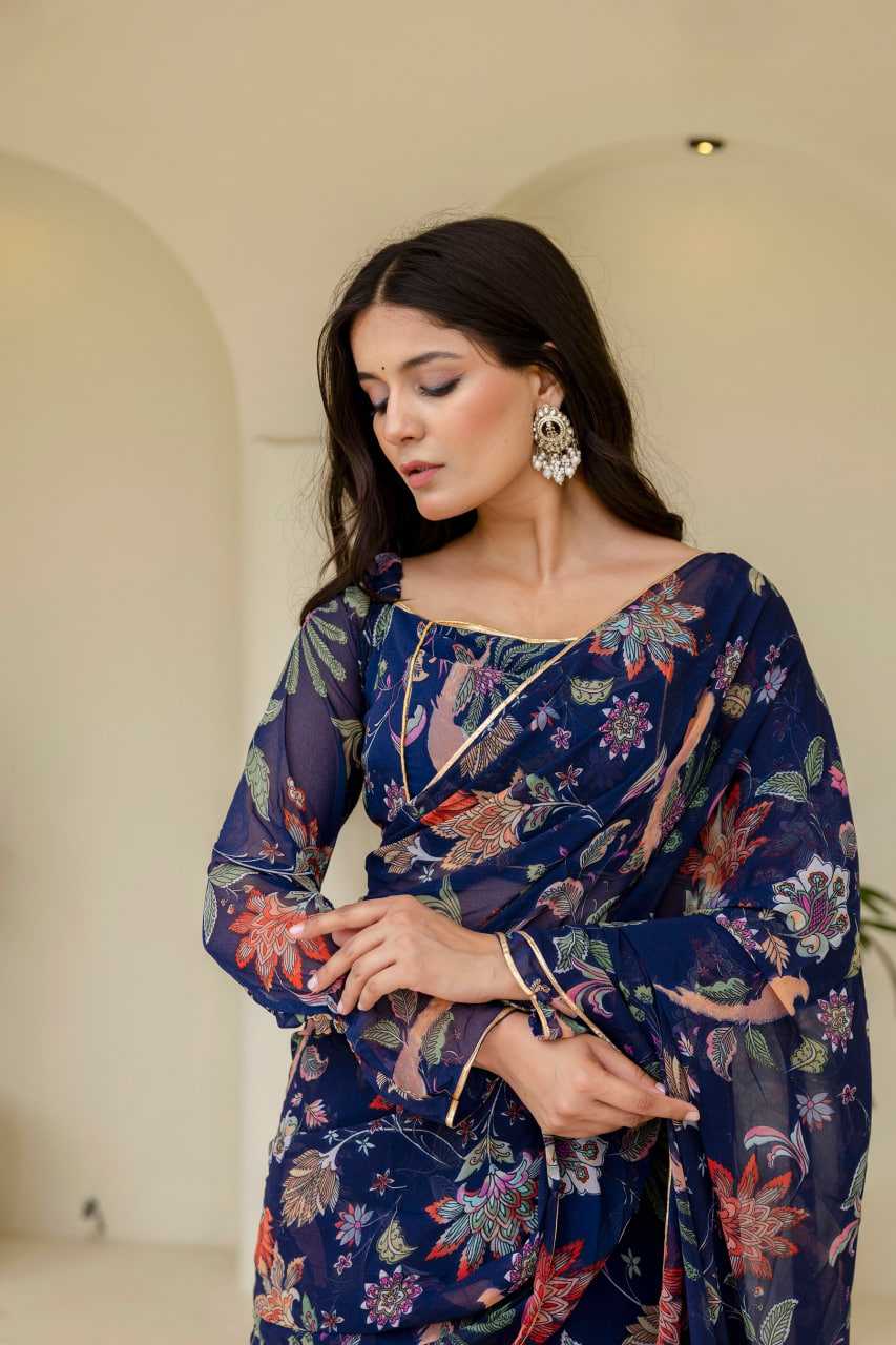 Georgette Ready To Wear  Ruffle Saree