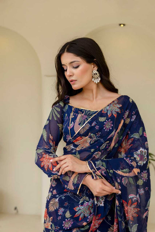 Georgette Ready To Wear  Ruffle Saree