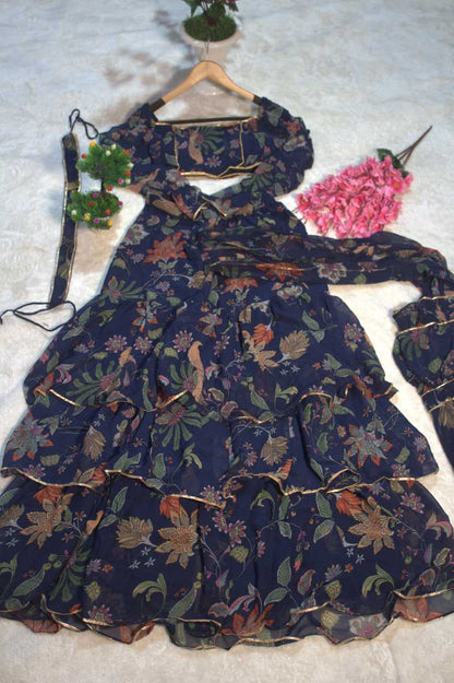 Georgette Ready To Wear  Ruffle Saree