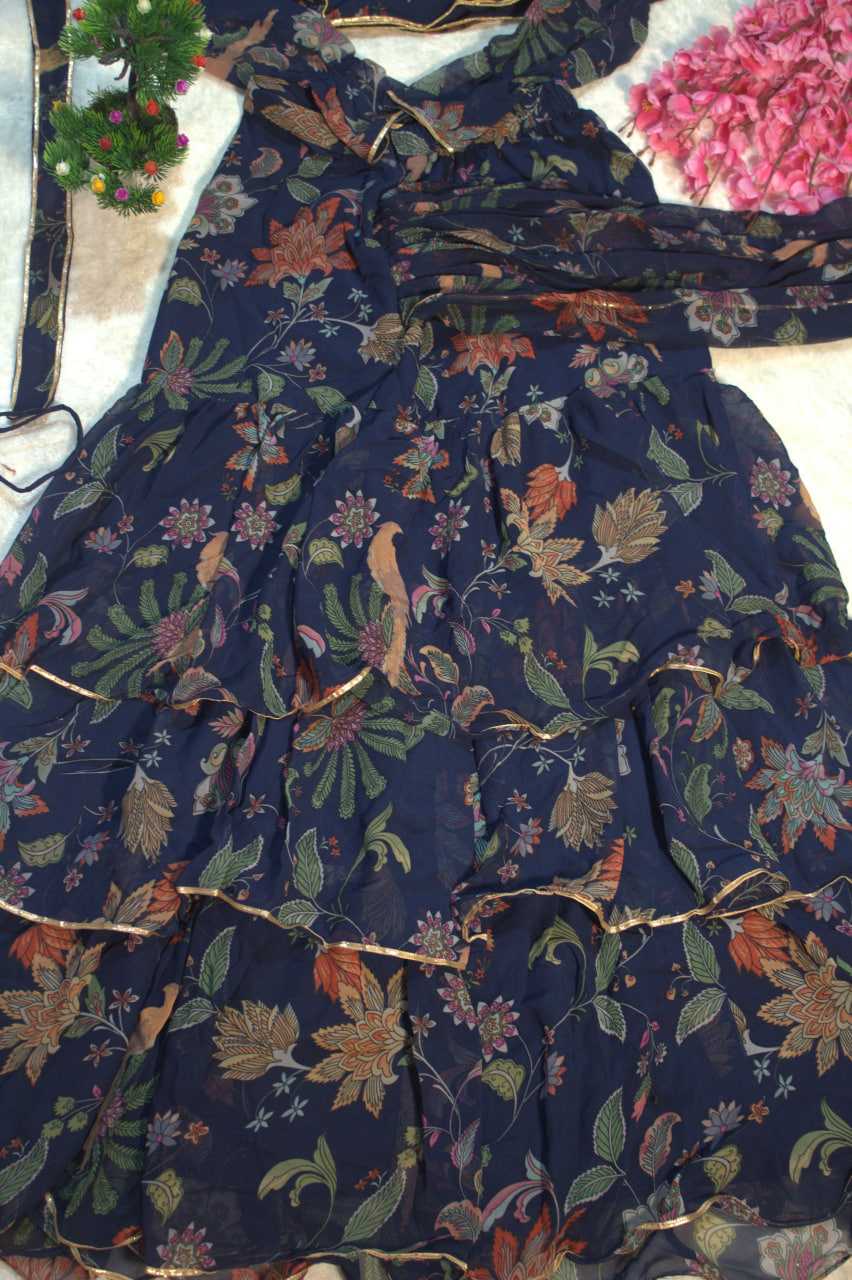 Georgette Ready To Wear  Ruffle Saree