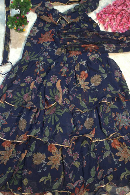 Georgette Ready To Wear  Ruffle Saree