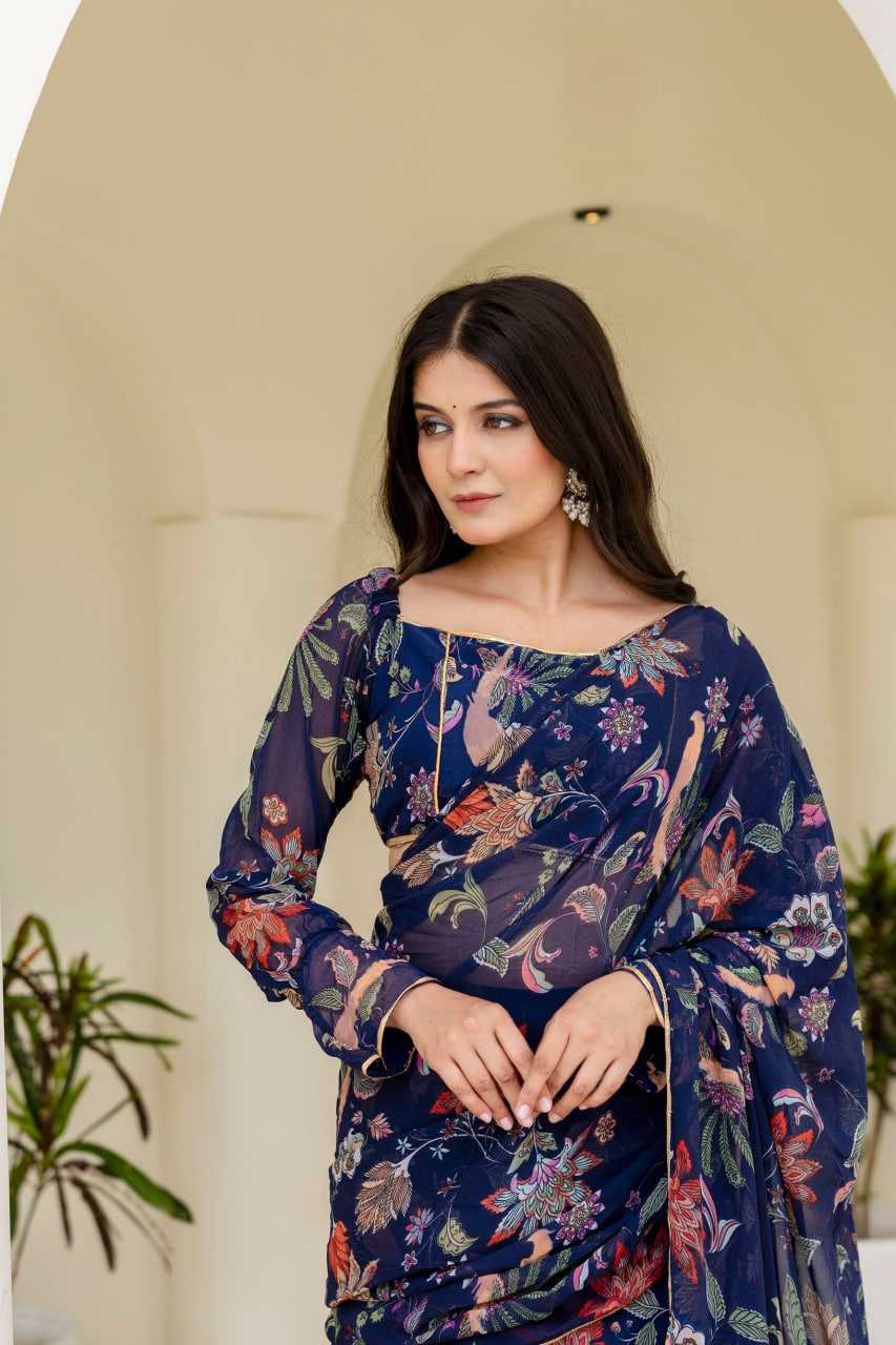 Georgette Ready To Wear  Ruffle Saree