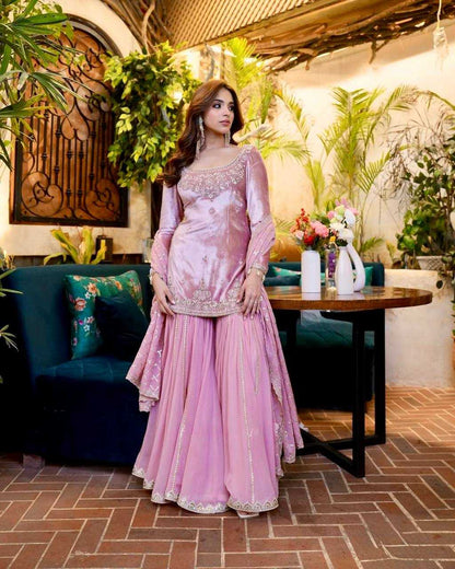 Jimmy Choo Embroidery  Sharara Salwar Suit