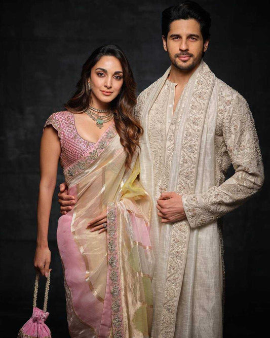 Jimmy Choo Embroidered Lace Border  Kiara Advani  Bollywood  Sarees Collections