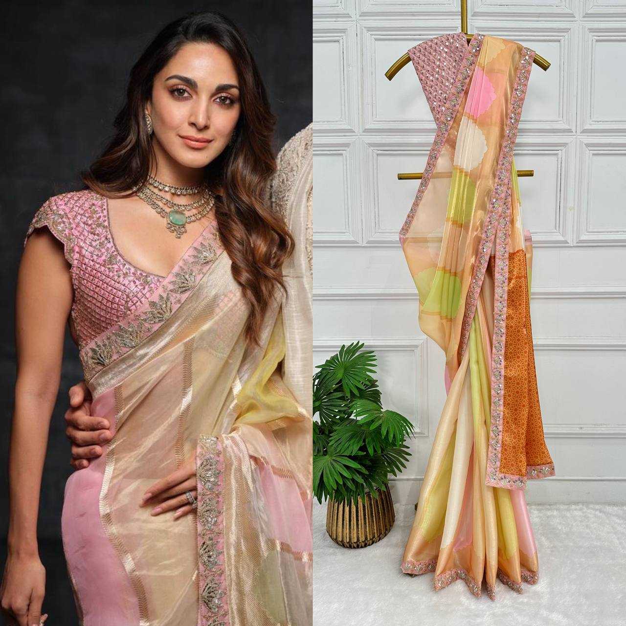 Jimmy Choo Embroidered Lace Border  Kiara Advani  Bollywood  Sarees Collections
