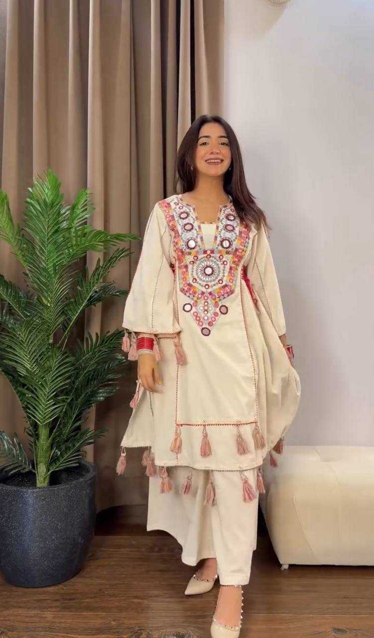 Khadi Cotton Palazzo Party wear Suit