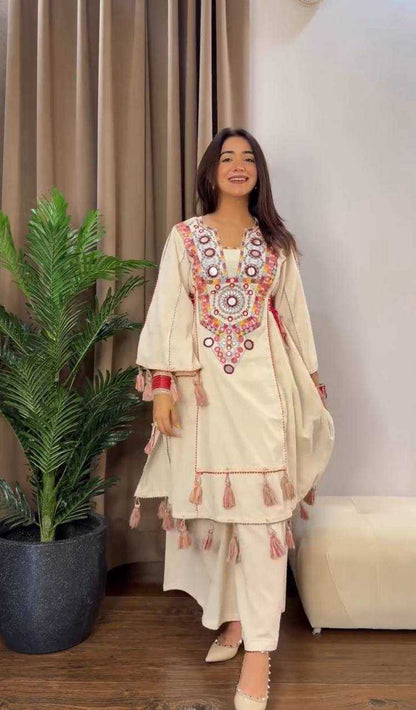 Khadi Cotton Palazzo Party wear Suit