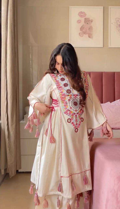 Khadi Cotton Palazzo Party wear Suit