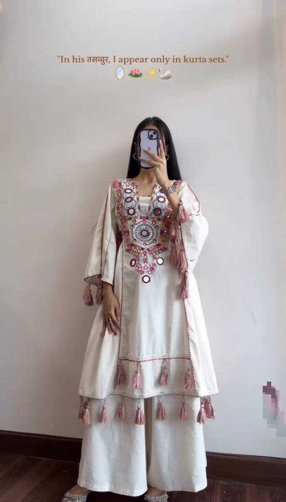 Khadi Cotton Palazzo Party wear Suit