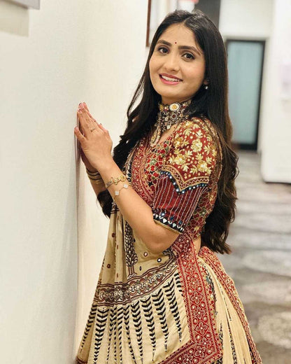 Navratri Chaniya Choli Muslin Cotton Mirror Work Lehenga