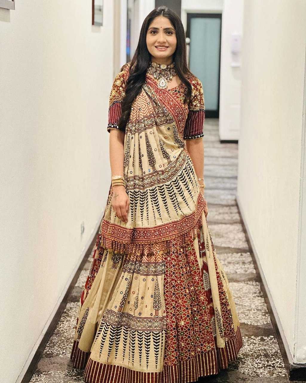 Navratri Chaniya Choli Muslin Cotton Mirror Work Lehenga