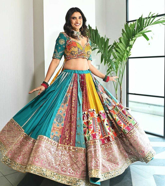 Navratri Chaniya Choli  Muslin Cotton  Mirror Work Lehengas