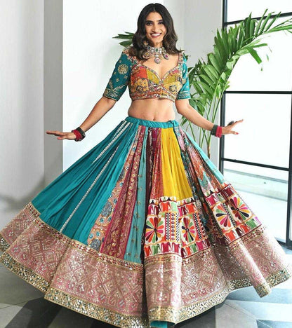 Navratri Chaniya Choli  Muslin Cotton  Mirror Work Lehengas