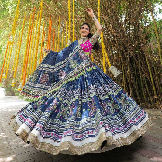 Navratri Chaniya Choli Muslin Cotton Gota Patti   Designer Lehenga
