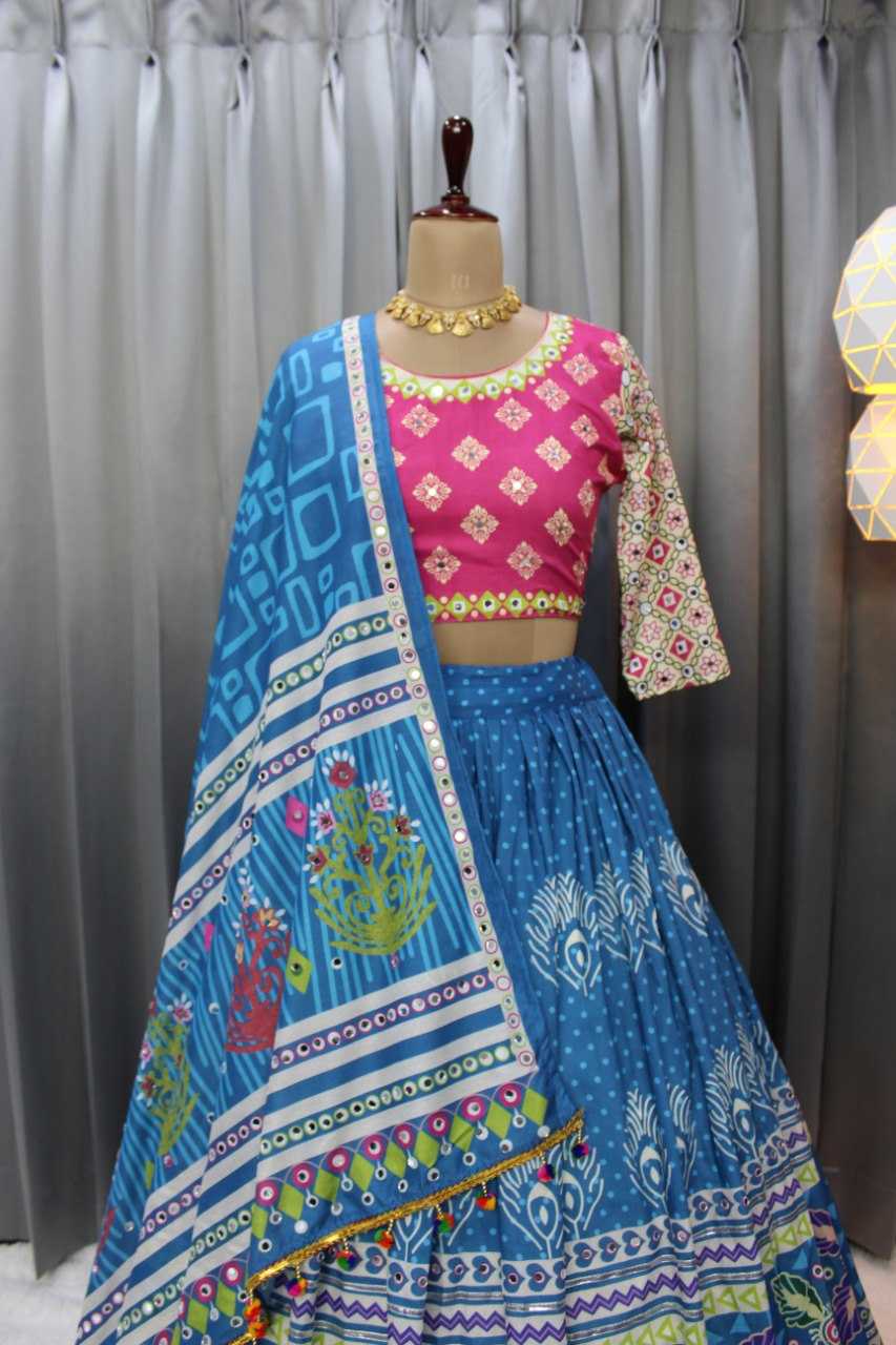 Navratri Chaniya Choli Muslin Cotton Gota Patti   Designer Lehenga