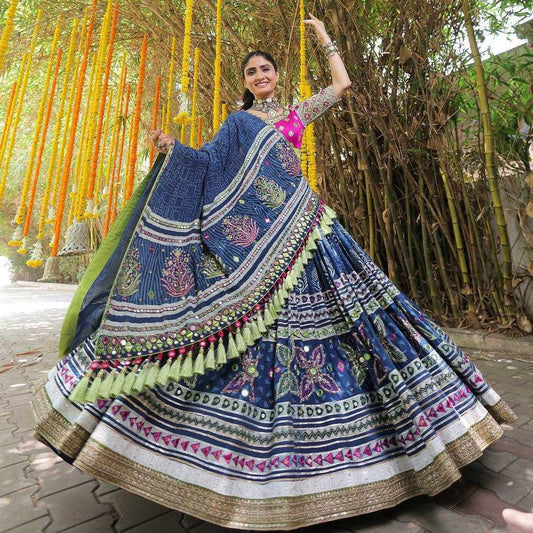 Navratri Chaniya Choli Muslin Cotton Gota Patti   Designer Lehenga