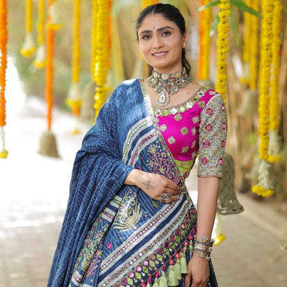 Navratri Chaniya Choli Muslin Cotton Gota Patti   Designer Lehenga