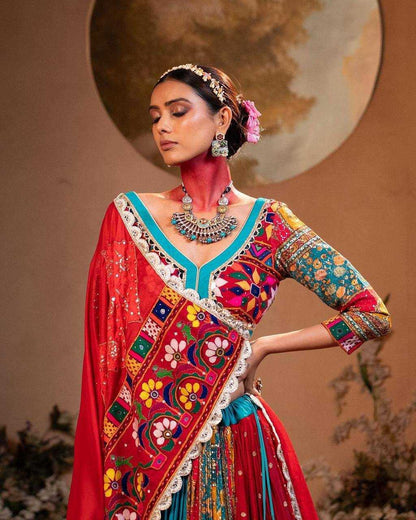 Navratri Chaniya Choli Muslin Cotton  Mirror Work Designer  Lehenga