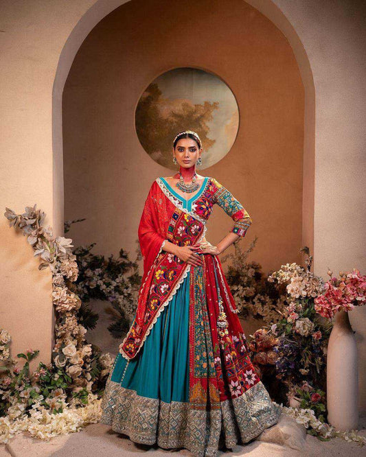 Navratri Chaniya Choli Muslin Cotton  Mirror Work Designer  Lehenga