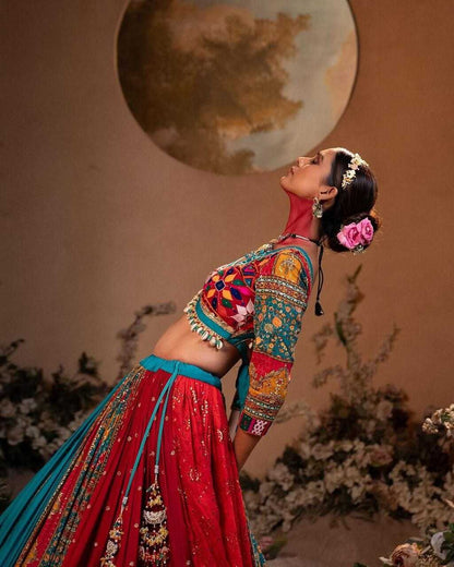 Navratri Chaniya Choli Muslin Cotton  Mirror Work Designer  Lehenga