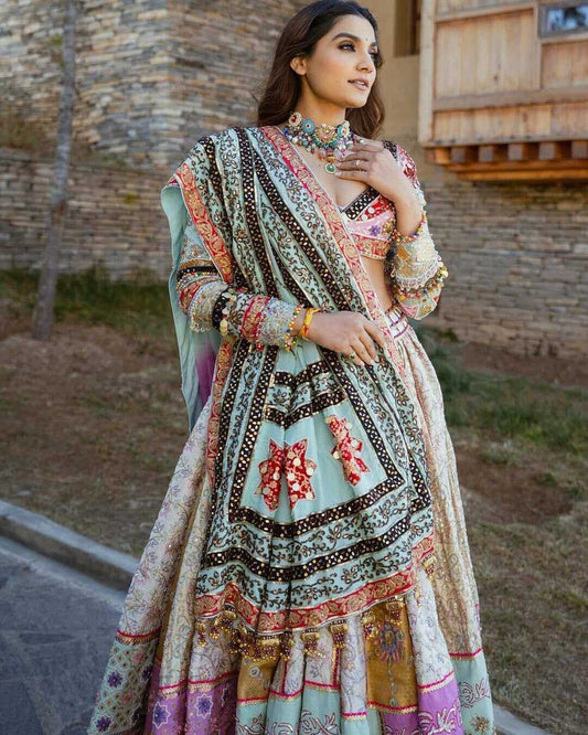 Navratri Chaniya Choli Muslin Cotton Mirror Work Lehenga