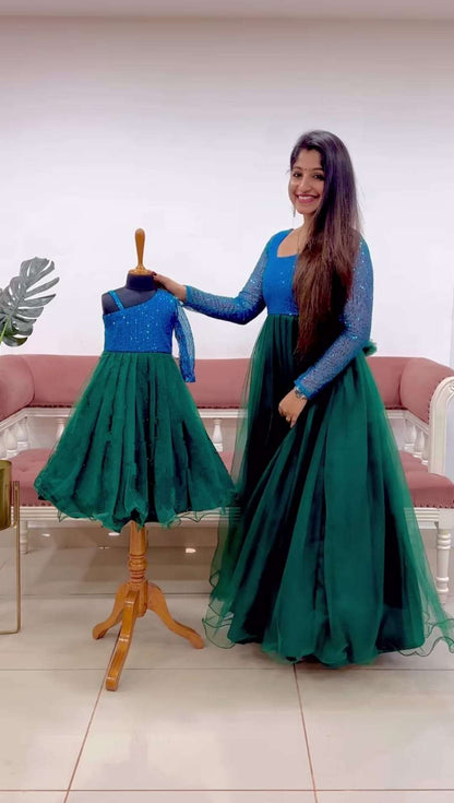 Net  Gowns Mother & Daughter Combo