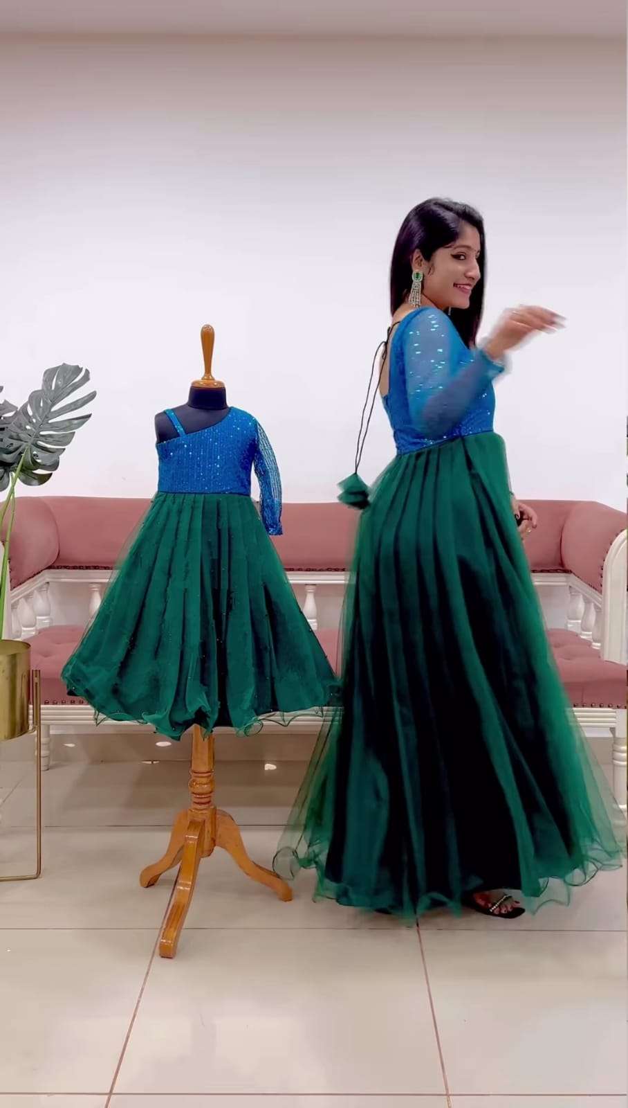 Net  Gowns Mother & Daughter Combo