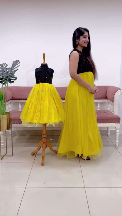 Net  Gowns Mother & Daughter Combo