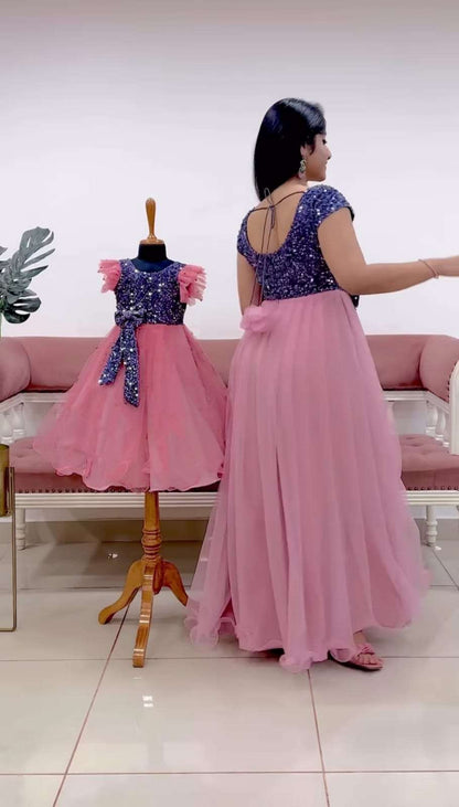 Net  Gowns Mother & Daughter Combo