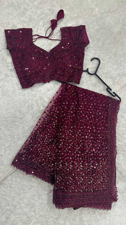 Sequins Work  Net  Saree