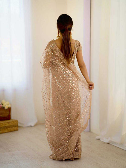 Sequins Work  Net  Saree