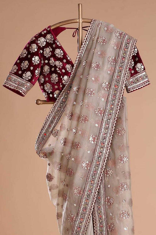 Organza Tissue Silk Zari Border Saree  Saree